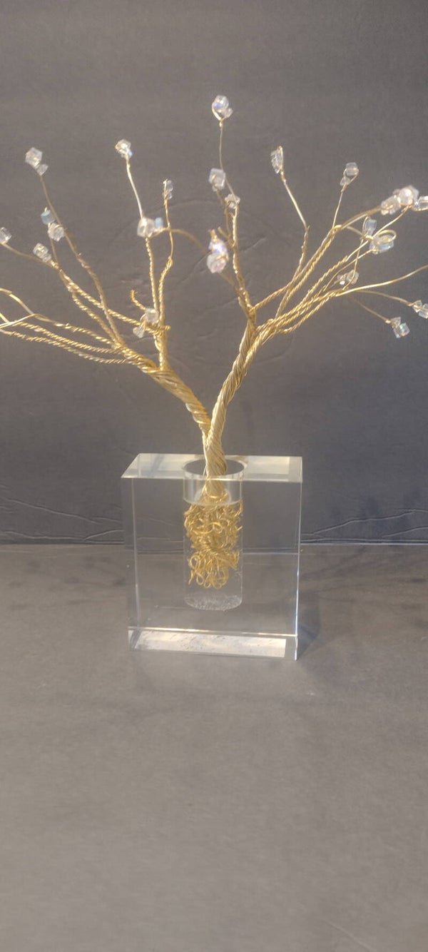 Crystal Vase with wire tree