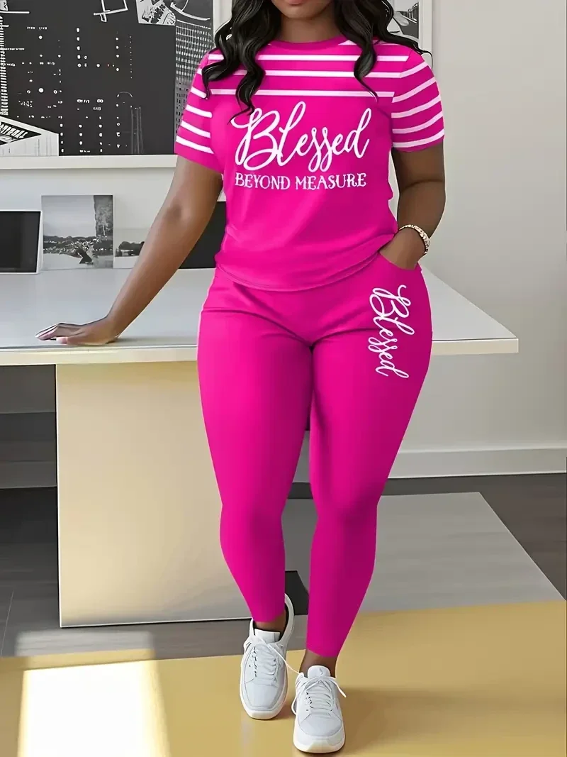 Women's Casual Short-sleeved Long Pants Sports Outfit