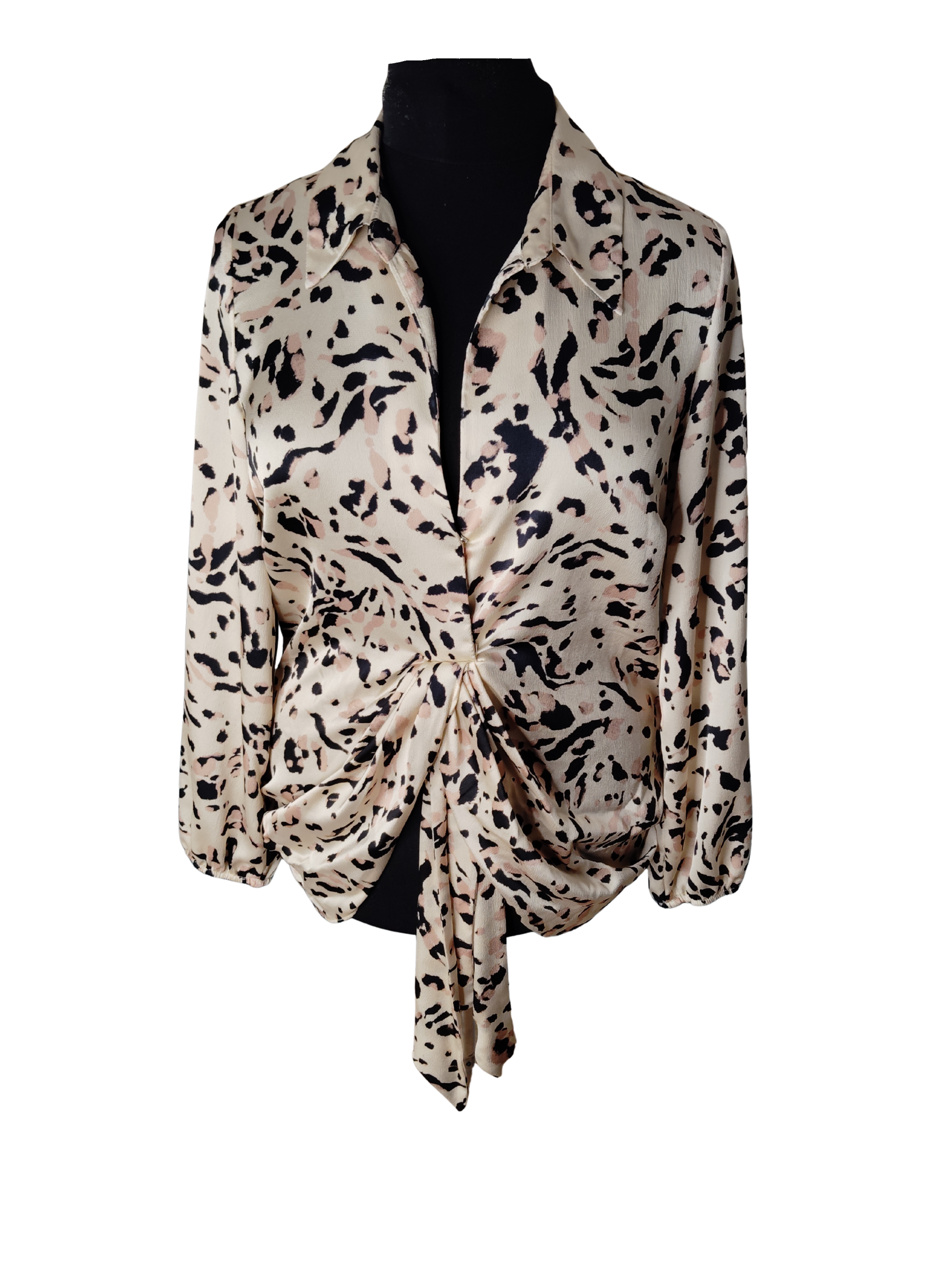 Cream Blouse with Pink/Black detail - Size 16 -  (measured bust is 40"/101.5cm)