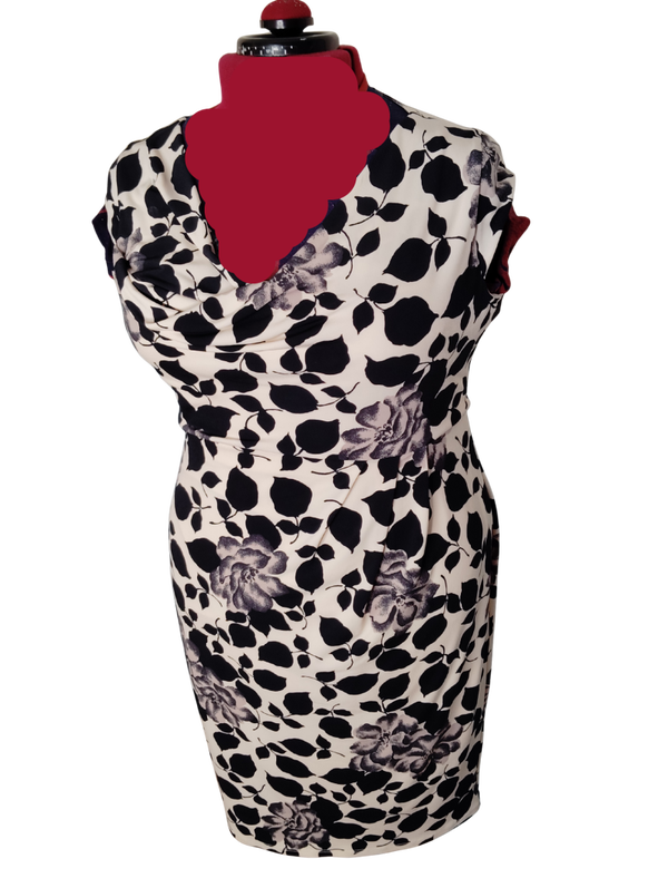 Off White black & Pink Stretch Dress - Size 12 (measured bust is 46"/111.5cm)