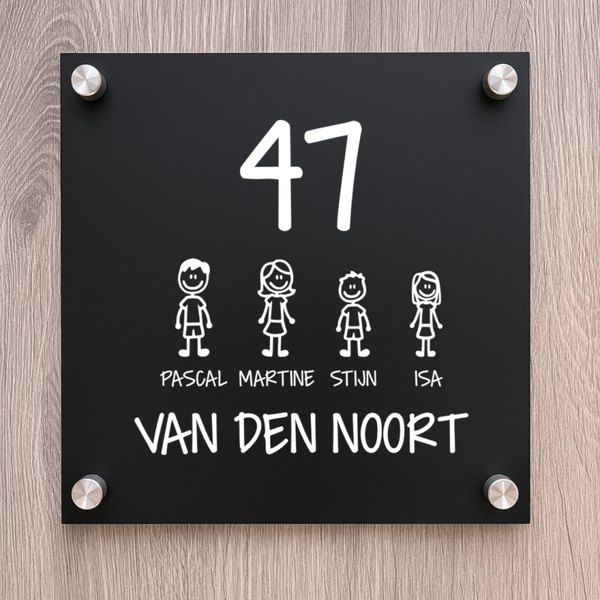 Huisnummerbord vierkant - Familie