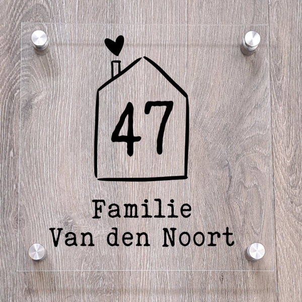 Huisnummerbord vierkant - Huisje