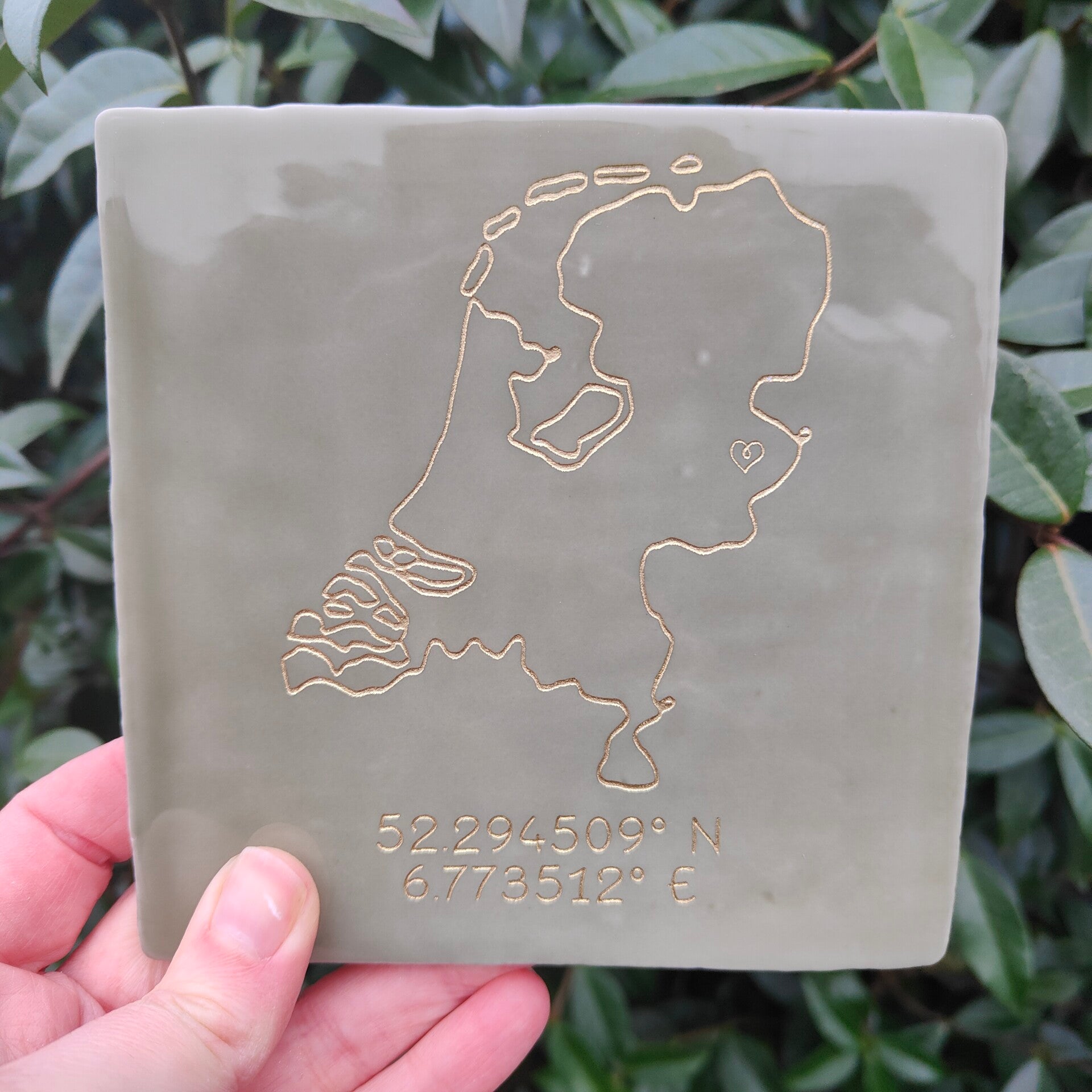 Tegeltje gegraveerd - Kaart met coordinaten
