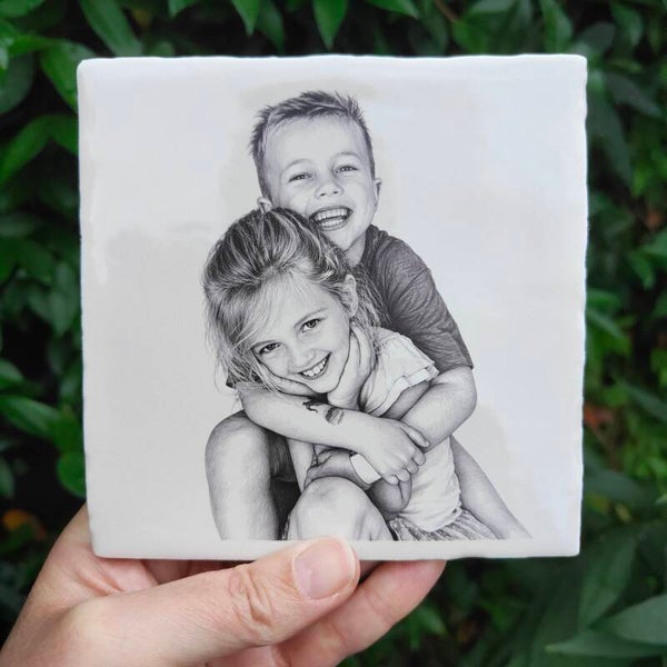 Tegeltje - met potloodtekening