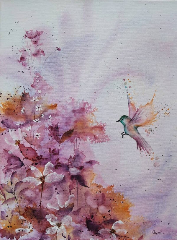 "Quand fleurit l'espérance" Aquarelle sur toile