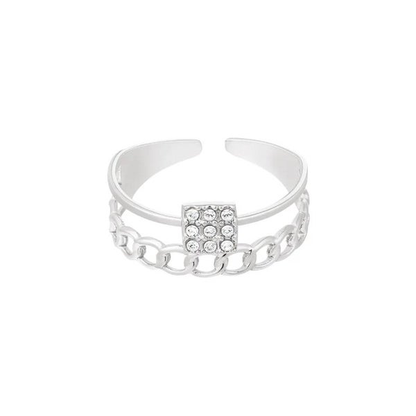 Bague avec maillons et strass