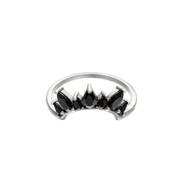 Bague Couronne Acier Inoxydable Zircon