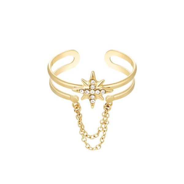Bague étoile avec chaîne
