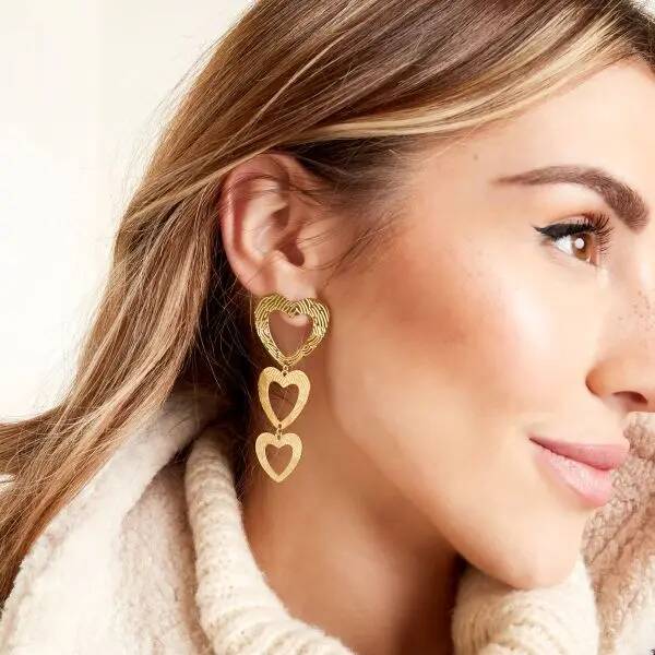 Boucles d'oreilles coeur avec motif