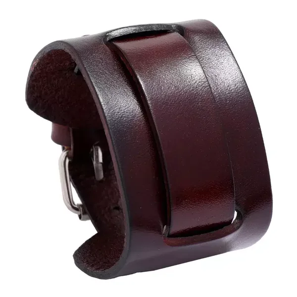 bracelet en cuir large réglable simple en cuir pour hommes