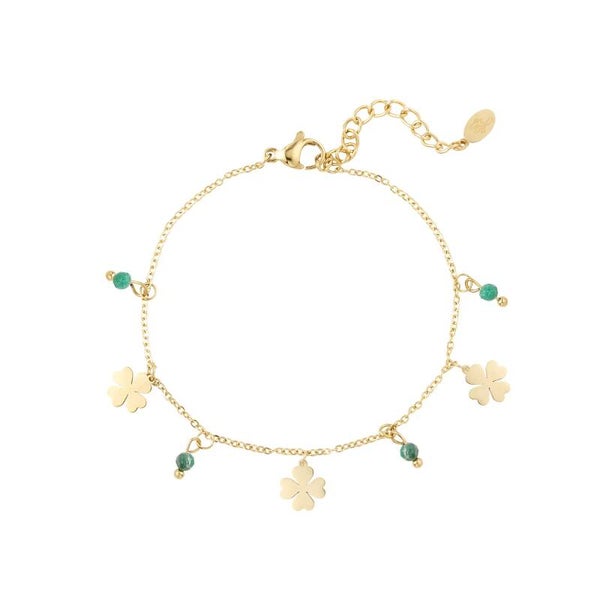 Bracelet trèfles à quatre feuilles & pierres