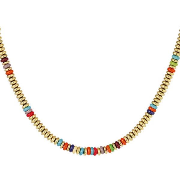 Collier avec perles plates