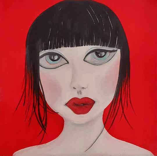 Modern Portret | Schilderij (olieverf ) 30x30cm Amber Houweling