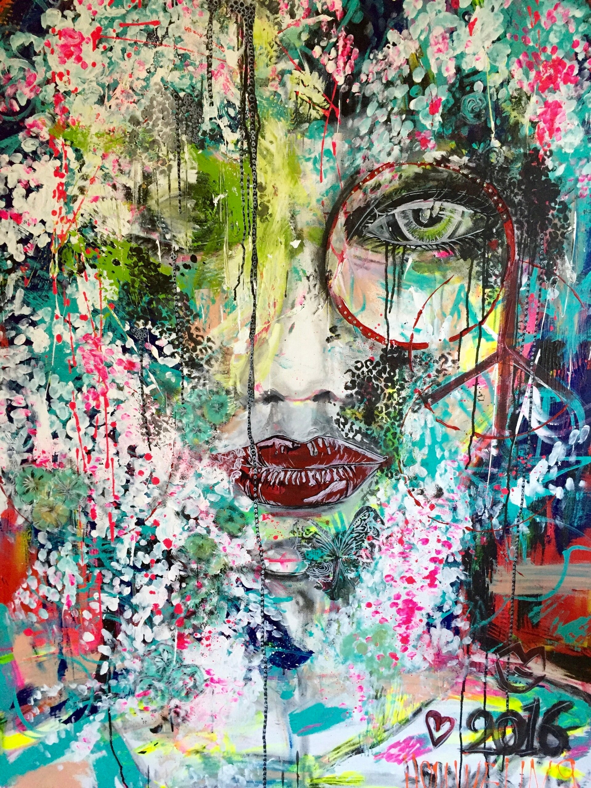 Expressief modern portretschilderij van kunstenaar Amber Houweling uit Utrecht (DomCityArt) dat energie, ambitie en creatief denken activeert.