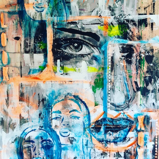 Look at Me | Modern Schilderij canvas 115 x 75 cm