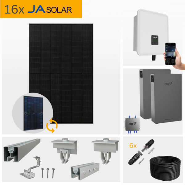 Fox Ess Komplettset 8kW inkl. Solarmodule + Batterie + Ziegedachhalterung