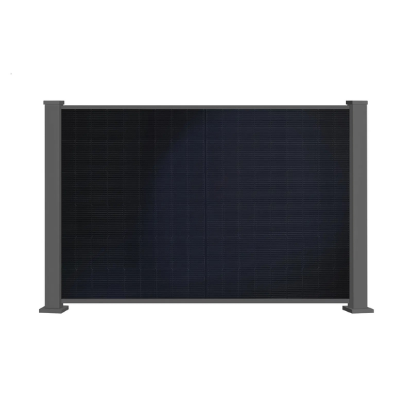 Solarzaun 1,25 x 1,84 m Zaunfeld mit PV Modul und Eckpfosten