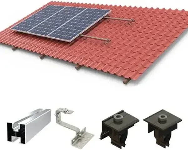 Ziegeldach Set für 2 Solarmodule Silber oder Schwarz