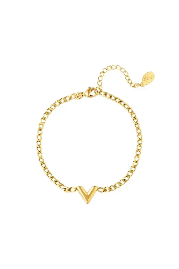 armband Letter V Goud kleur