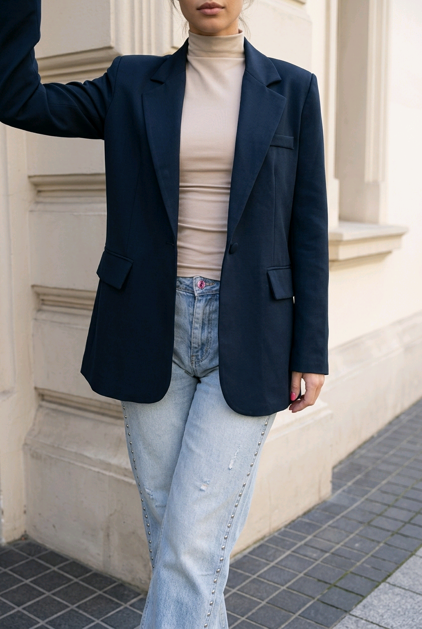 Oversized blazer donkerblauw