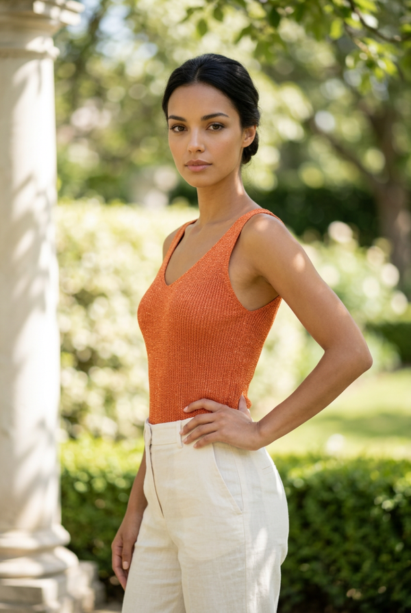 Glitter top oranje