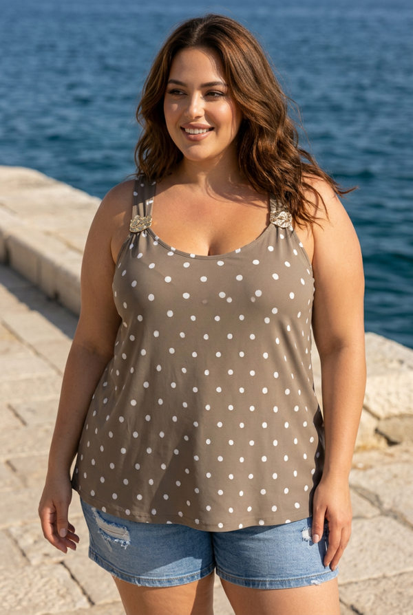 Shirt stippen taupe