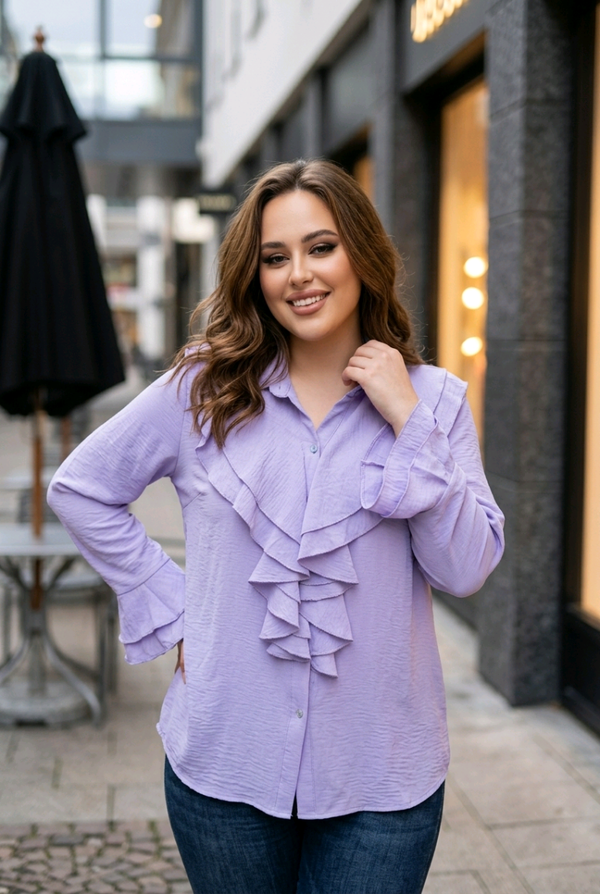 Blouse met ruches lila