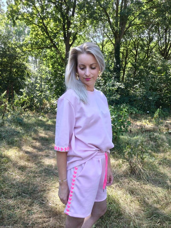 Set hartjes korte broek roze