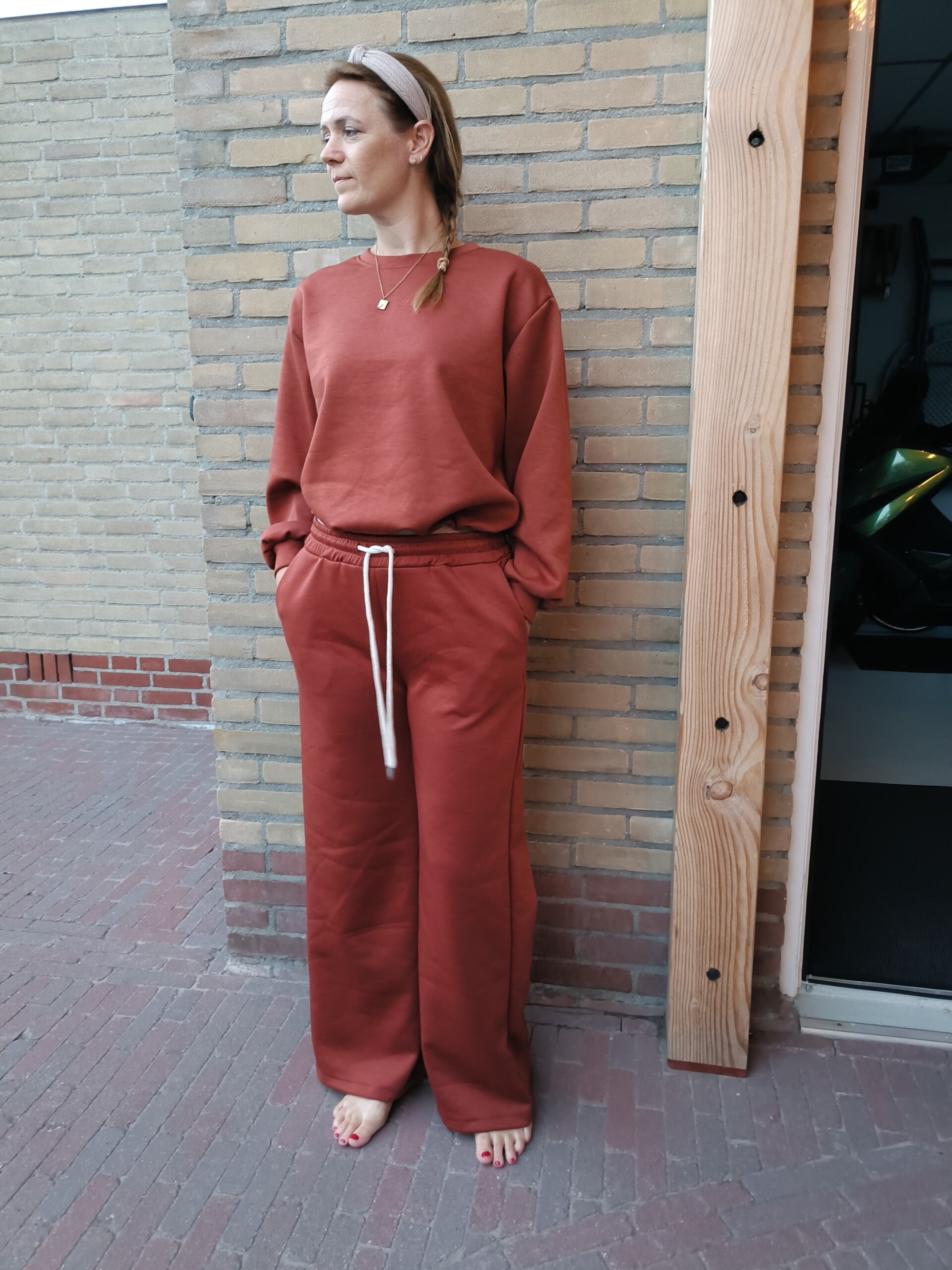 Set cropped top en broek terracotta