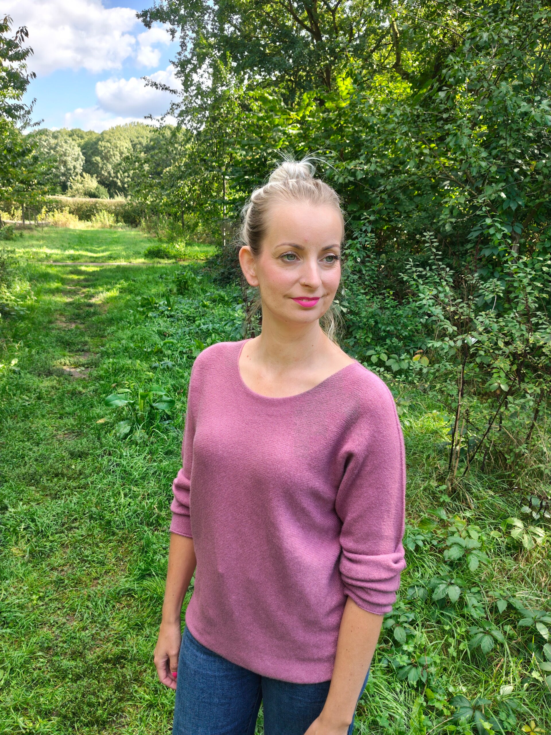 Zachte longsleeve trui oud roze