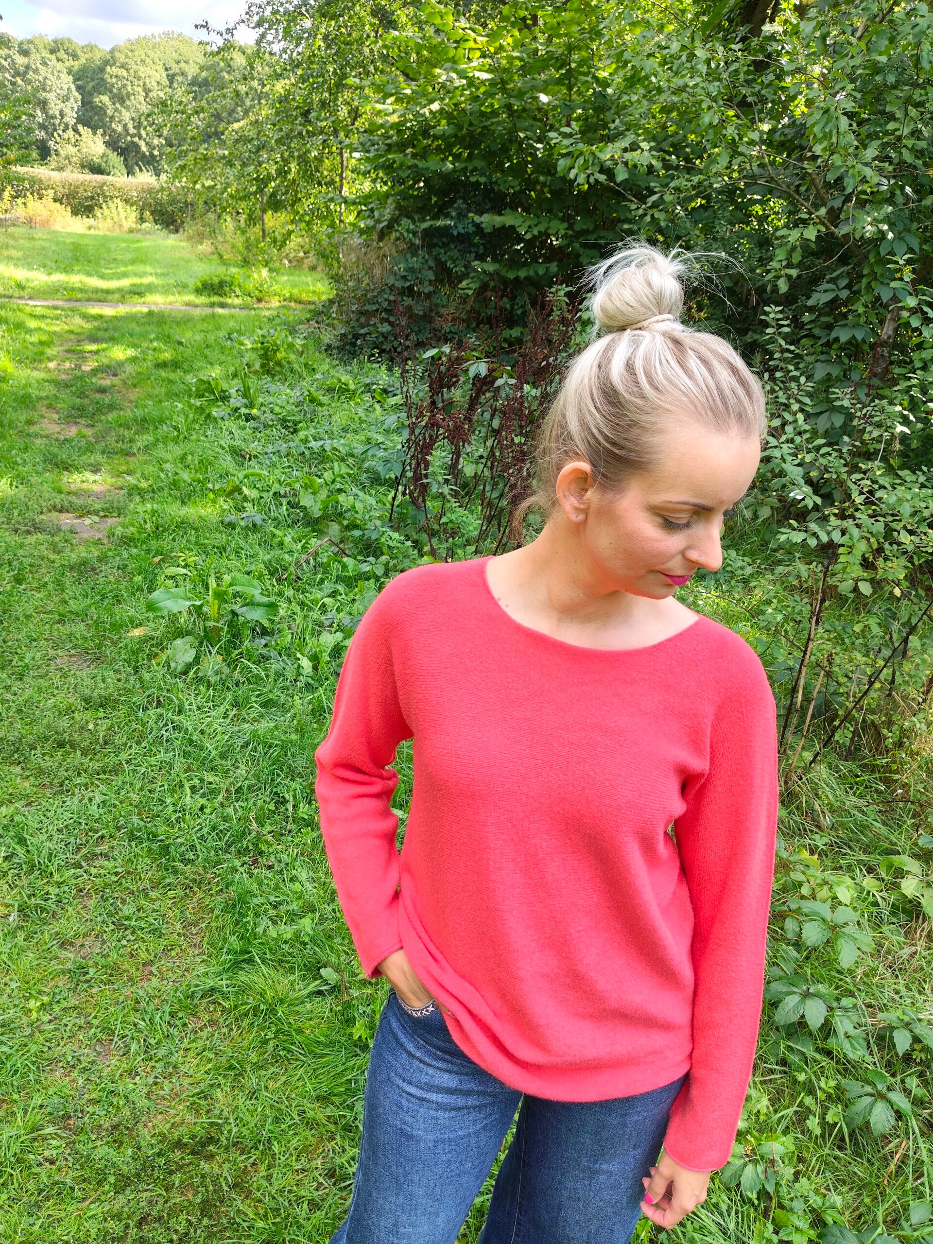 Zachte longsleeve trui koraal