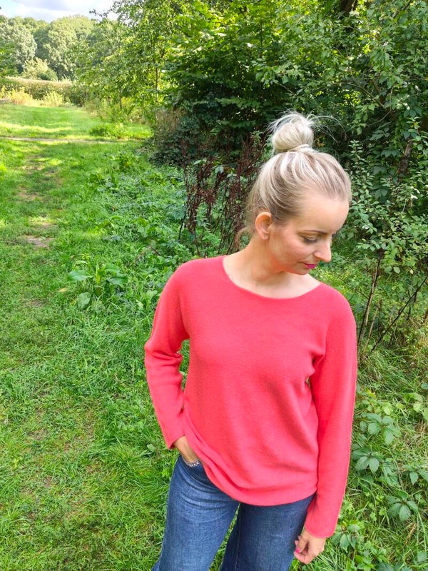 Zachte longsleeve trui koraal