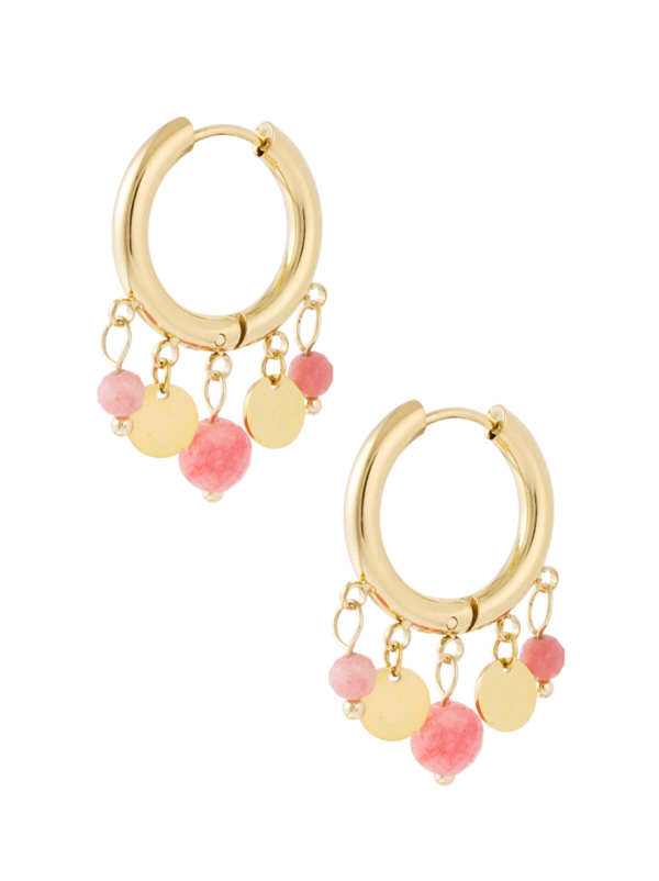 Oorbellen coins roze