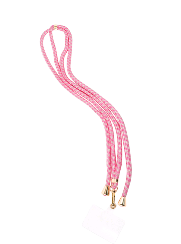 Telefoonkoord roze met print