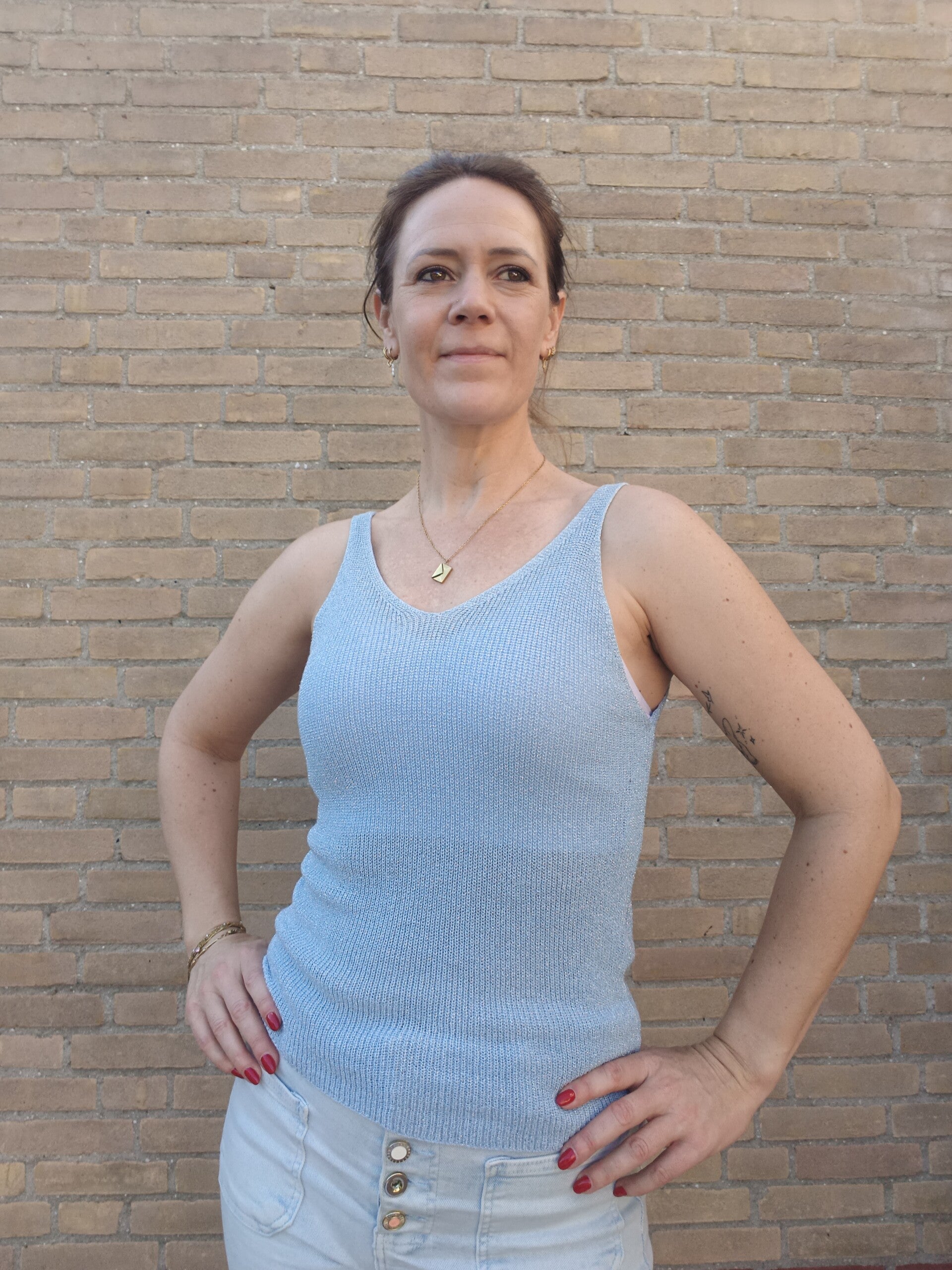 Lurex dames top blauw