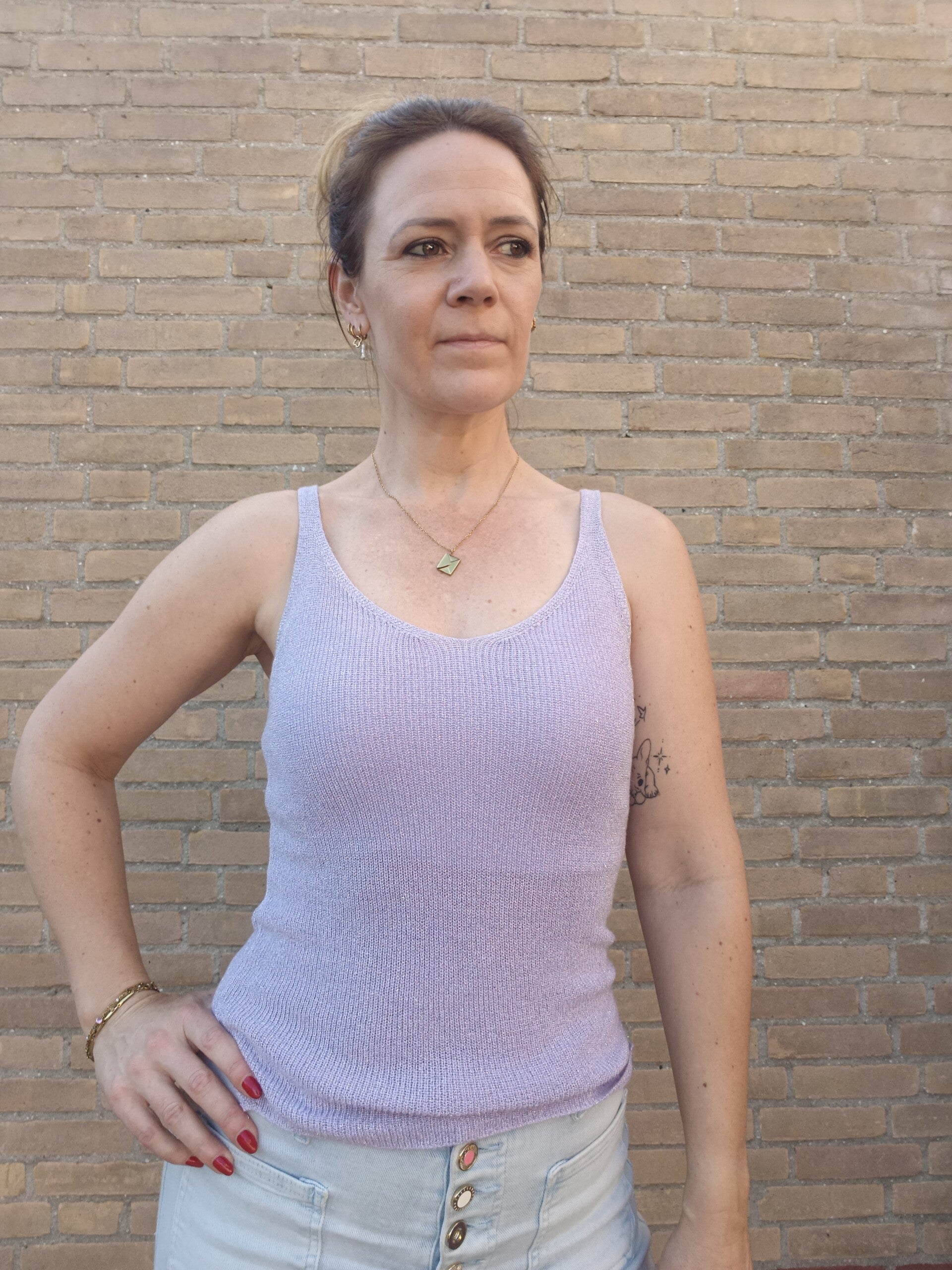 Lurex dames top paars