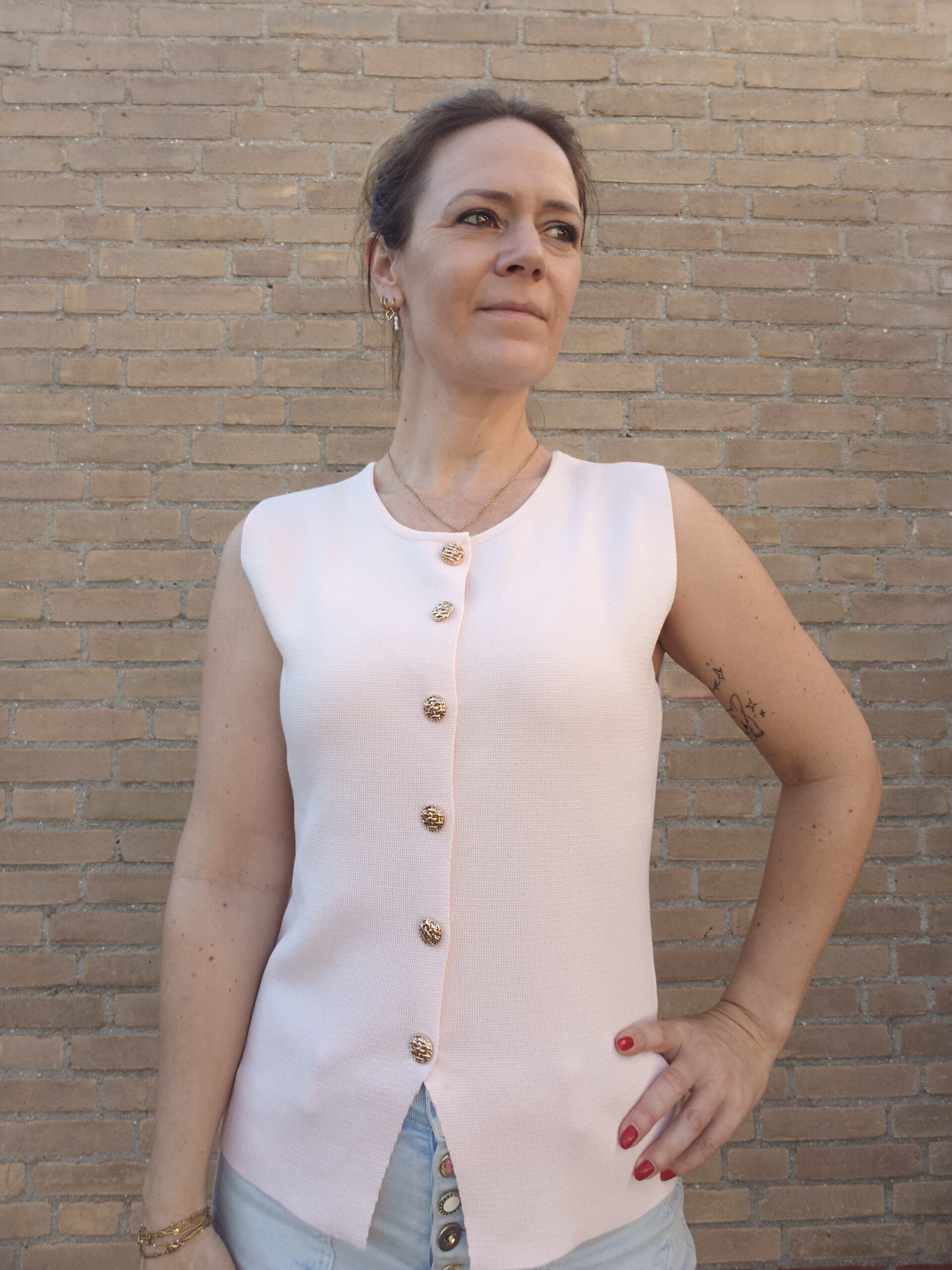 Mouwloze dames gilet roze