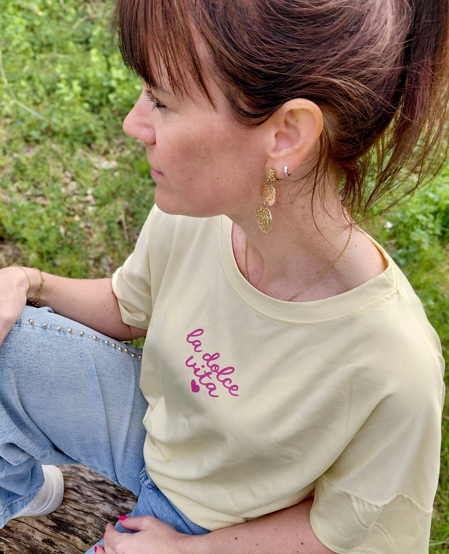 T-shirt La Dolce Vita geel