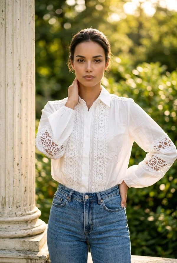 Katoenen blouse wit