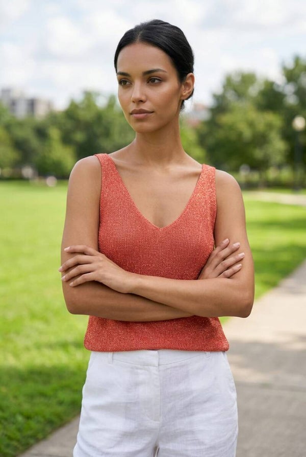 Glitter top oranje