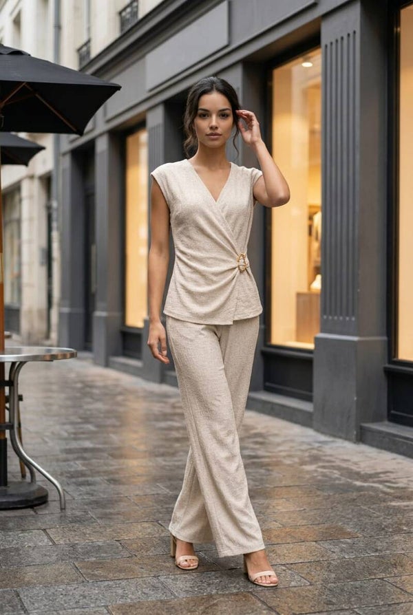 Set broek en top beige