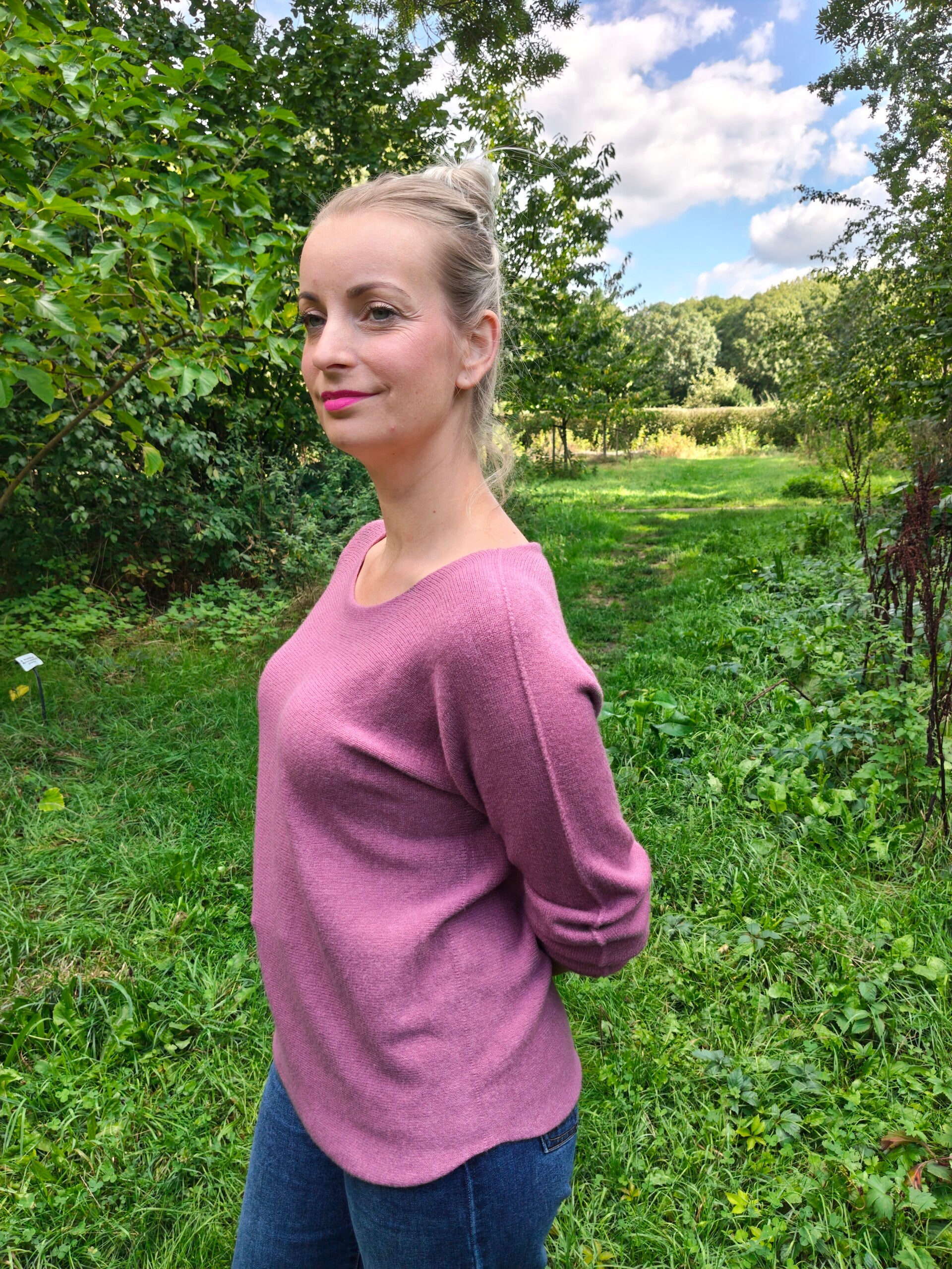 Zachte longsleeve dames trui oud roze