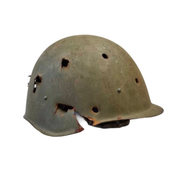 Battle Damaged Ukraine War Russian Army Steel Helmet