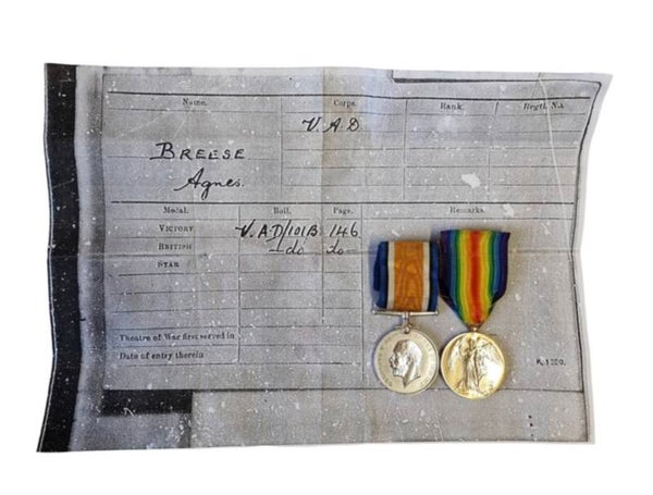 Women's WW1 British War & Victory Medals-Agnes Breese - VAD.