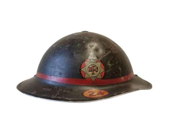 Original WW2 NFS 24 (Birmingham) Blitz damaged Helmet 1939