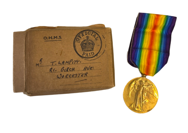 WW1 British Victory Medal-25411 P.T.E T.LAMPITT-Oxford & Bucks Regiment