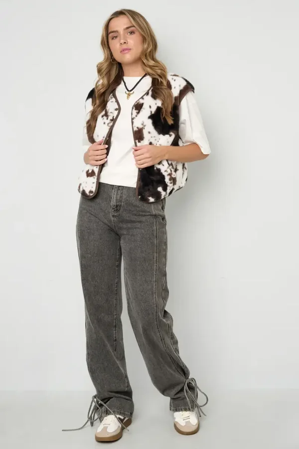 Gilet Koeienprint - Bruin, creme