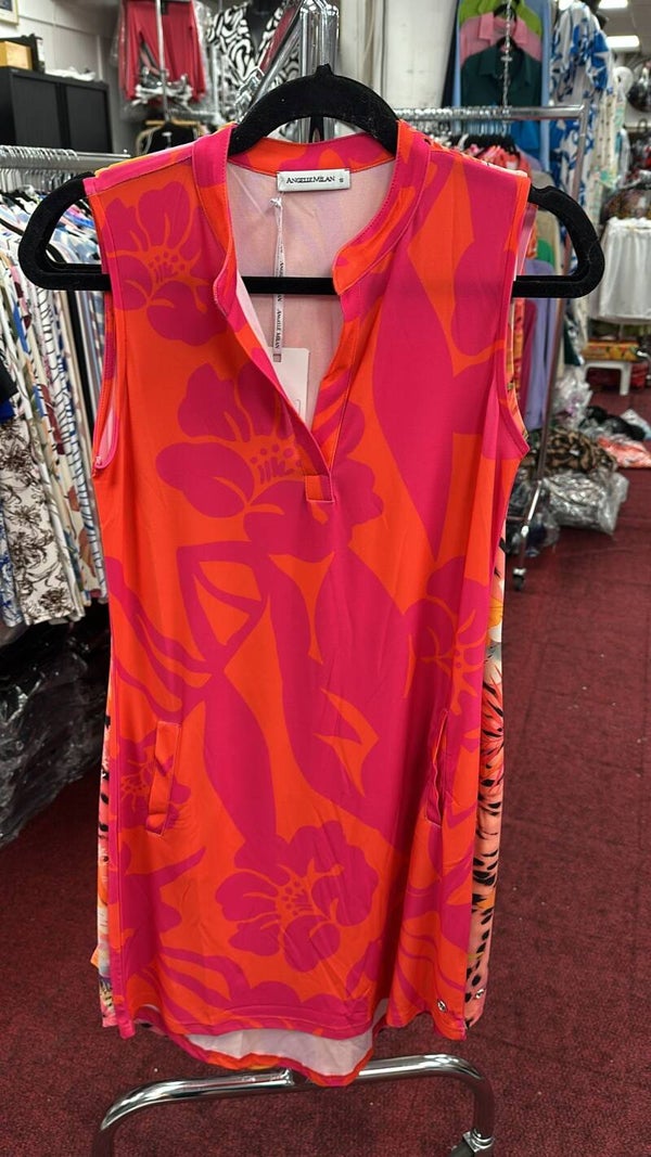 Jurk Angelle Milan Travelstof Mouwloos - Roze, fuchsia