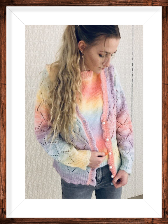 Rainbow gebreid vest in pastel kleuren