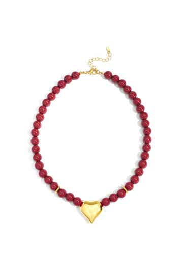 Ketting kralen met hart - Rood